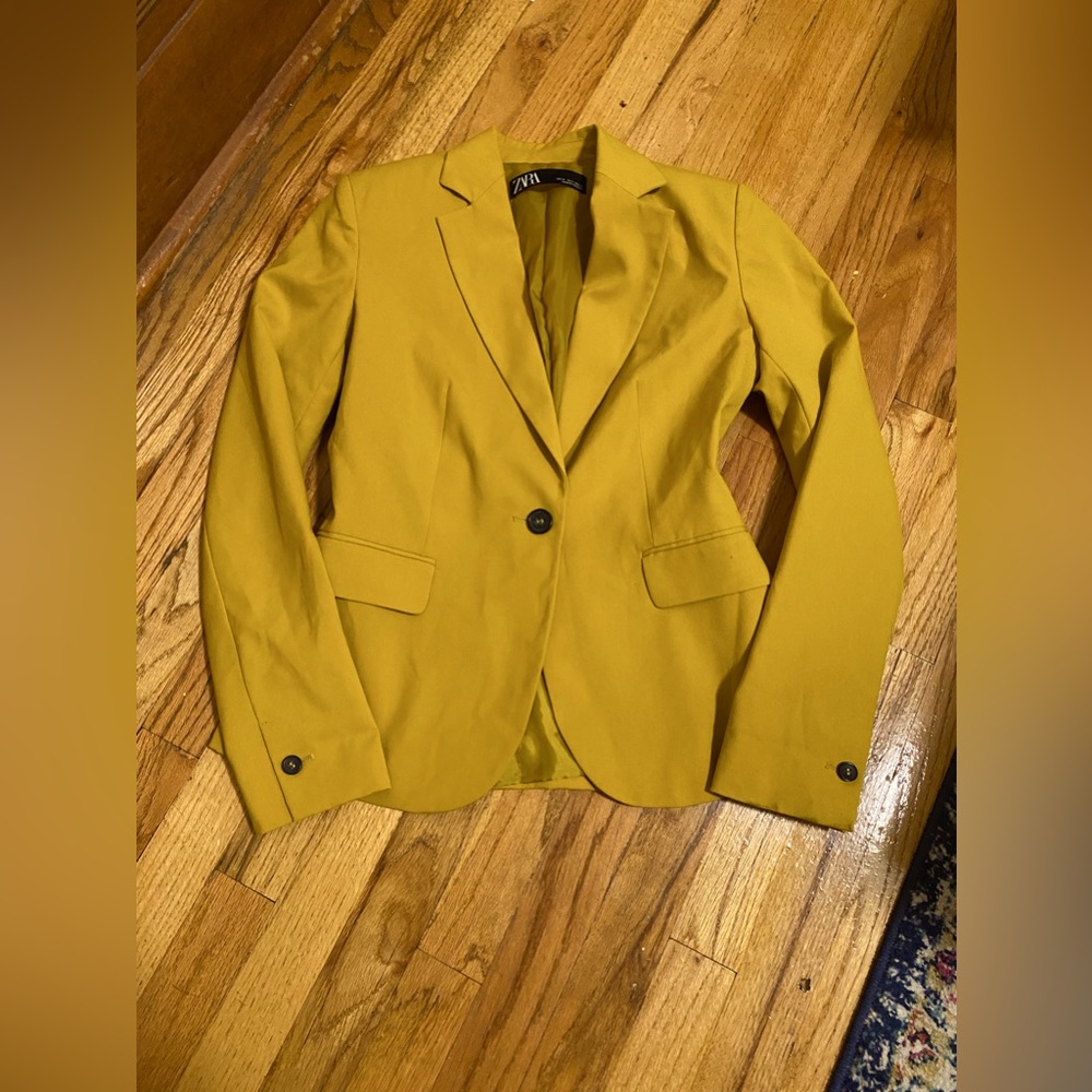 LIKE NEW Zara Single Breasted Button Blazer, Ocre Yellow | Sz 4